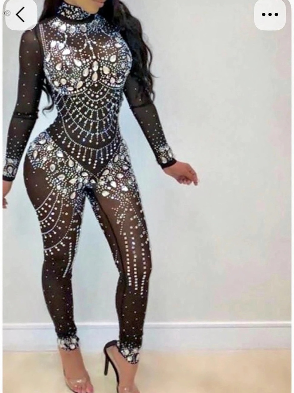 ReDoFye Embellished Jumpsuit in Black & Silver Size Small